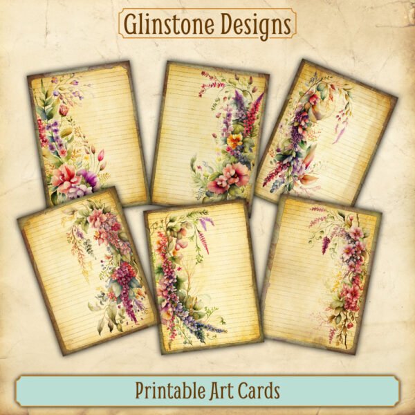 Six garland lined pages printable art cards