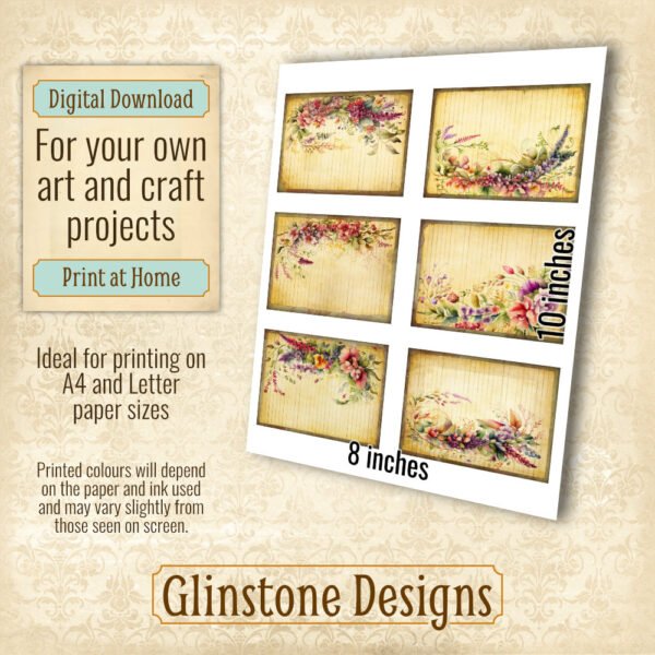 Six garland lined pages art cards details