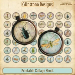 Forty-eight printable insects 1 inch circles