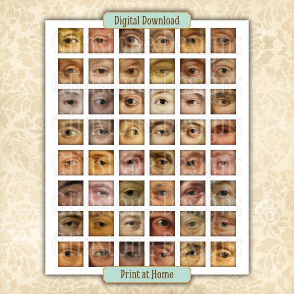 Painted Eyes 1 inch squares collage sheet