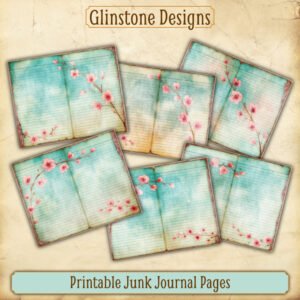 Six sky blossom printable junk journal double pages