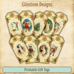 Nine vintage Christmas printable gift tags