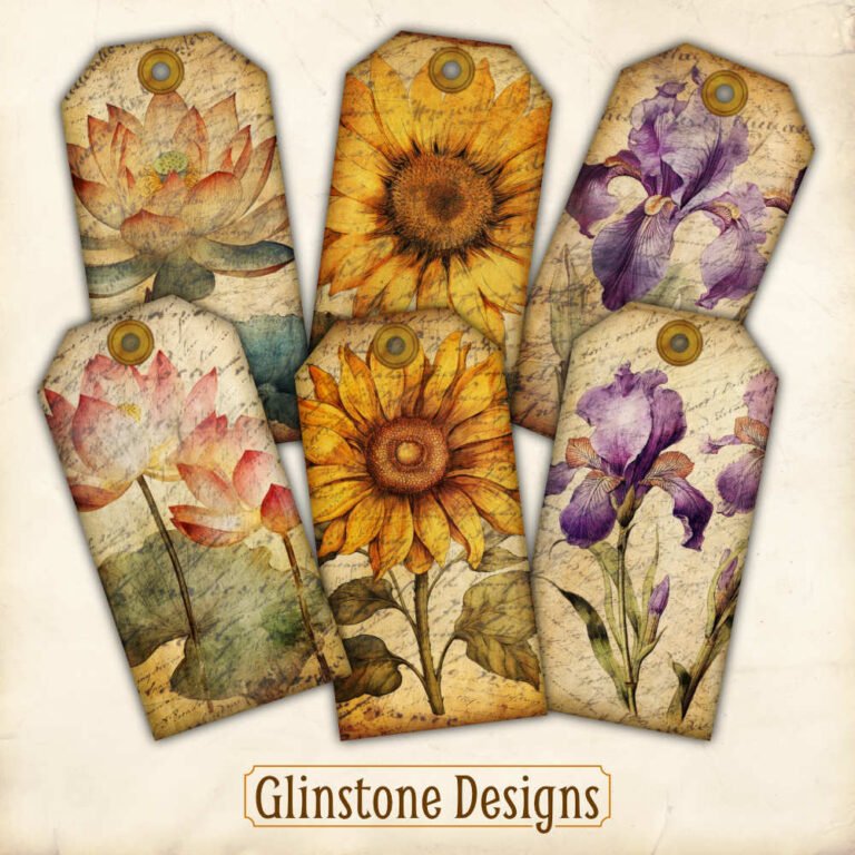 Free Fancy Flowers Printable Gift Tags – Glinstone Designs