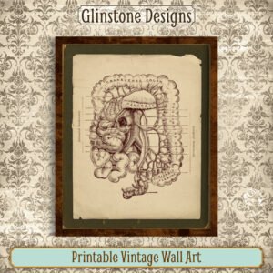 Digestive system anatomical illustration vintage wall art